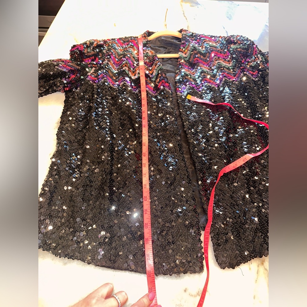 Sequin Zigzag Jacket - Black and Multicolor‎ - Si… - image 9